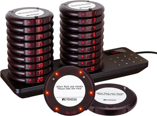 Retekess TD163 bipeur restaurant 500m, 20 bippers, 31 modes, 20h standby