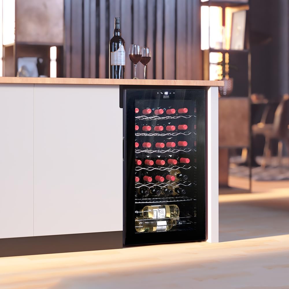 Cecotec cave à vin 34 bouteilles Bolero, 5–18°C, compresseur, LED, tactile