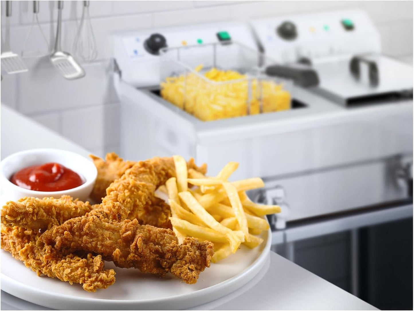 Royal Catering friteuse électrique 2x3200W, 2x12L huile, pro, inox, robinets