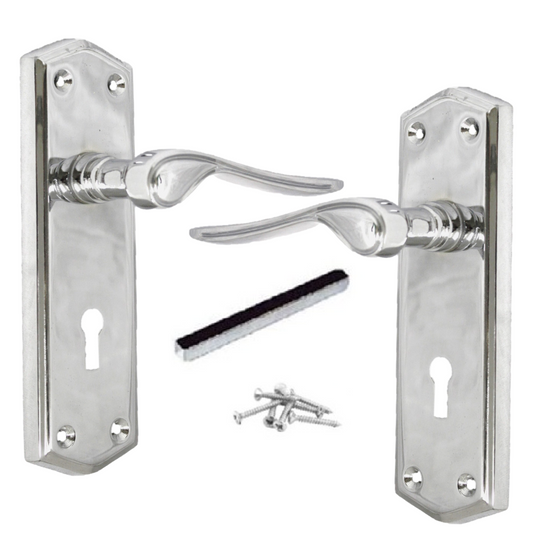 Poignées de porte à levier Stellar avec serrure interne - Chrome 170 mm x 50 mm