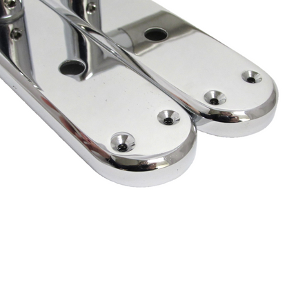 Poignées de porte à onglet, levier droit, serrure de salle de bain, pack duo - Chrome satiné, charnières 180 mm x 40 mm