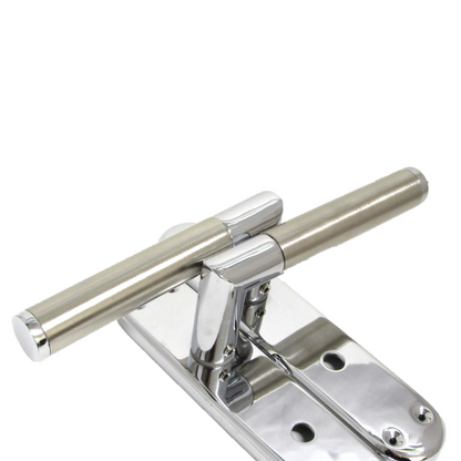 Poignées de porte à onglet, levier droit, serrure de salle de bain, pack duo - Chrome satiné, charnières 180 mm x 40 mm