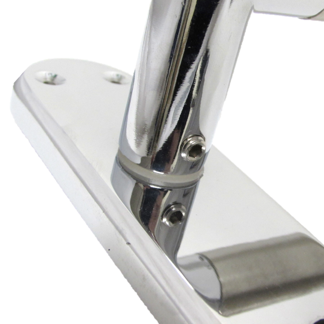 Poignées de porte à onglet, levier droit, serrure de salle de bain, pack duo - Chrome satiné, charnières 180 mm x 40 mm
