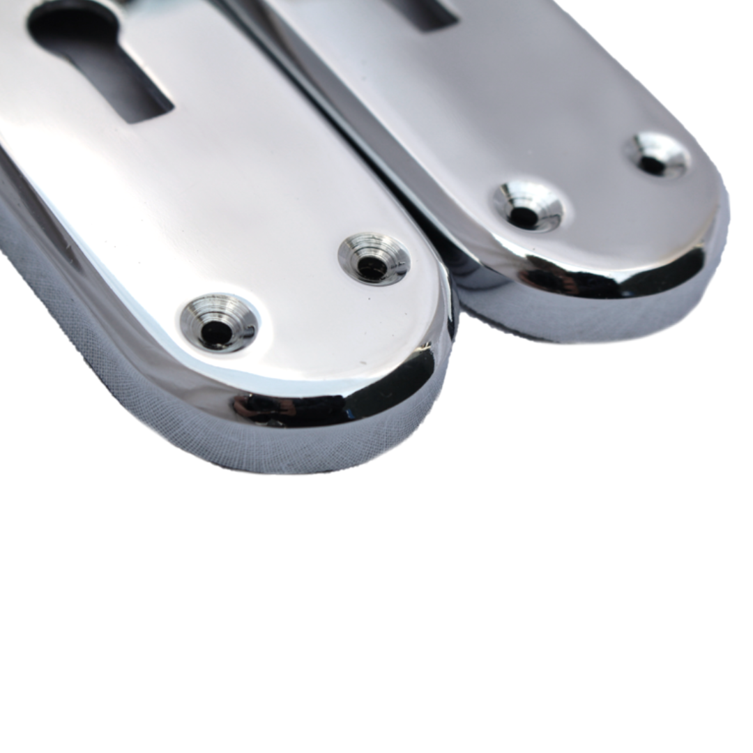 Pack de poignées de porte à levier droit à onglet Duo - Charnières chromées satinées 180 mm x 40 mm