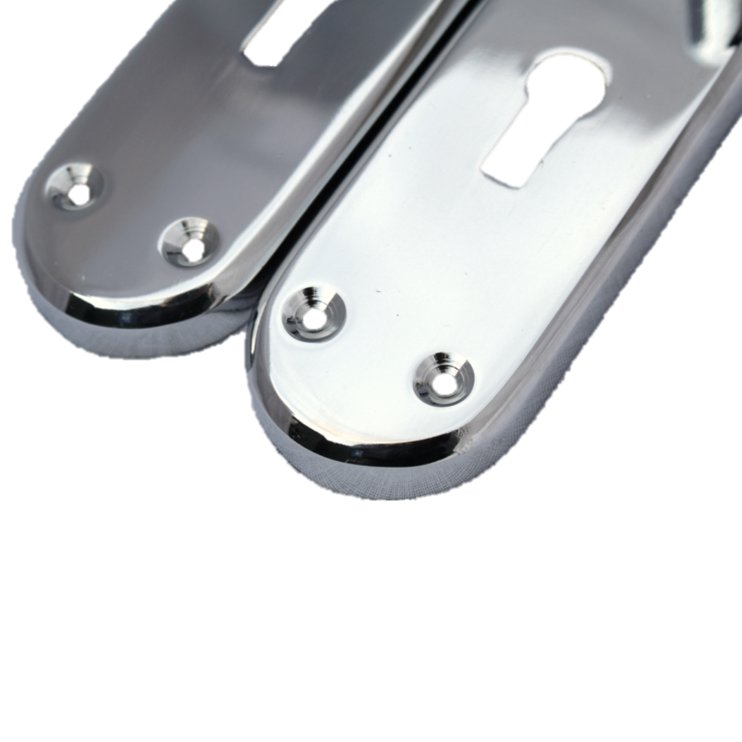 Pack de poignées de porte à levier droit à onglet Duo - Charnières chromées satinées 180 mm x 40 mm
