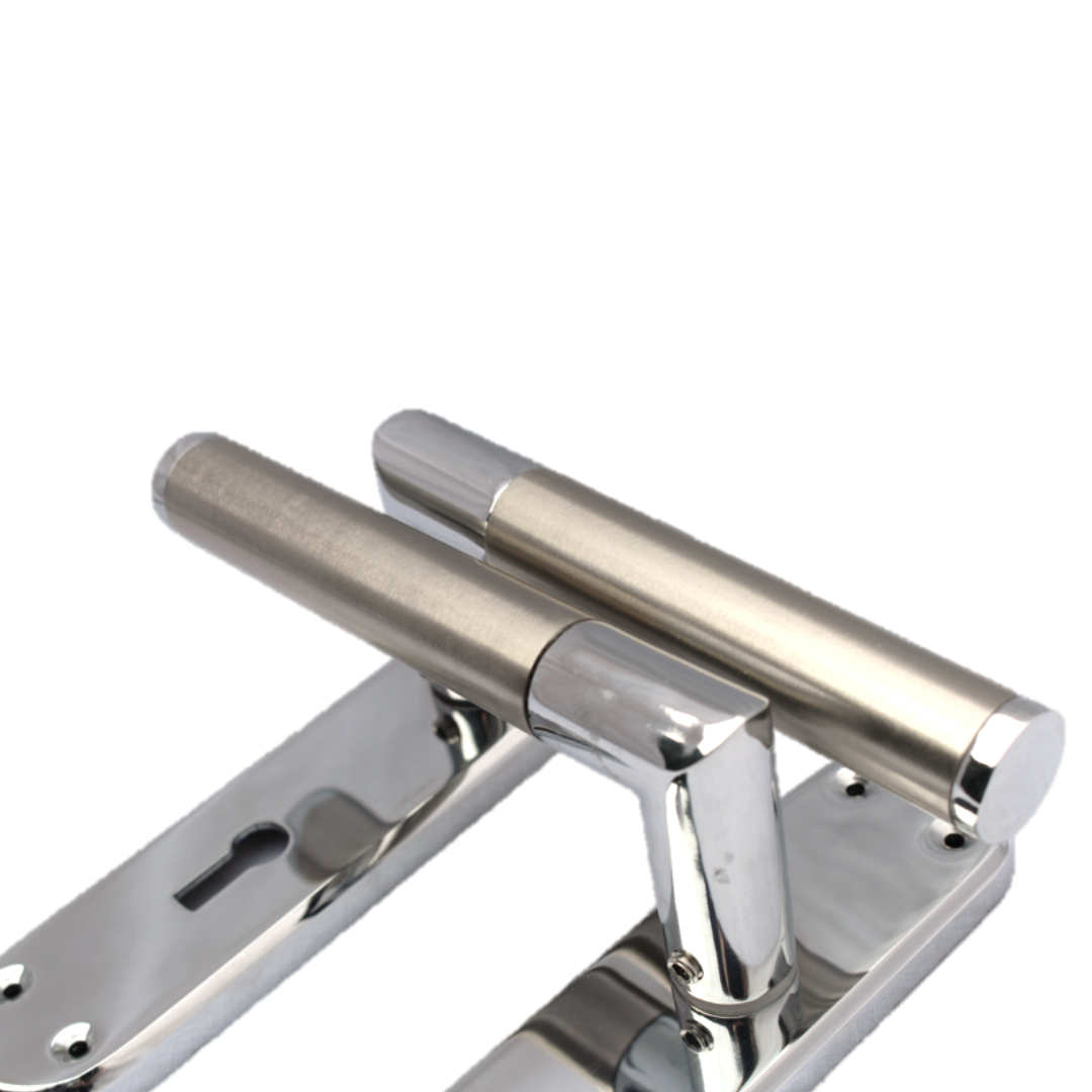 Pack de poignées de porte à levier droit à onglet Duo - Charnières chromées satinées 180 mm x 40 mm