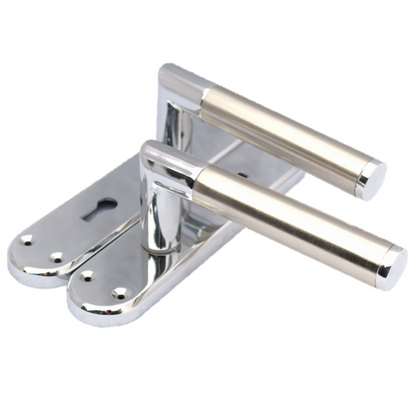 Pack de poignées de porte à levier droit à onglet Duo - Charnières chromées satinées 180 mm x 40 mm