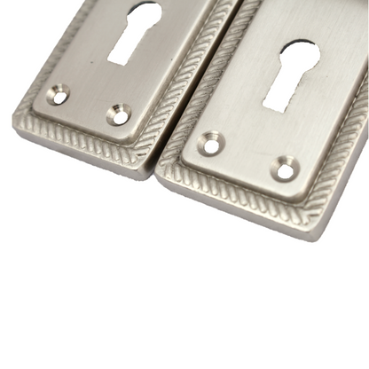 Poignées de porte à levier style géorgien, bord cordé, satiné, 150 mm x 50 mm