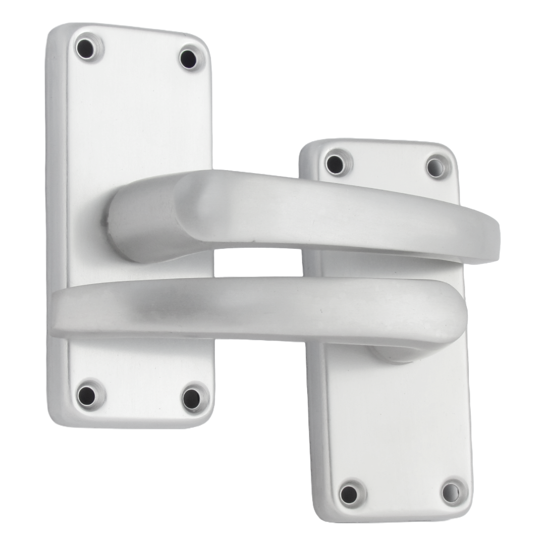 Poignées de porte à levier droites modernes en aluminium, argent satiné