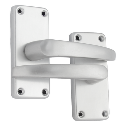 Poignées de porte à levier droites modernes en aluminium, lot de charnières, argent satiné