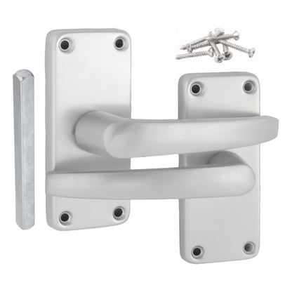 Poignées de porte à levier droites modernes en aluminium, argent satiné