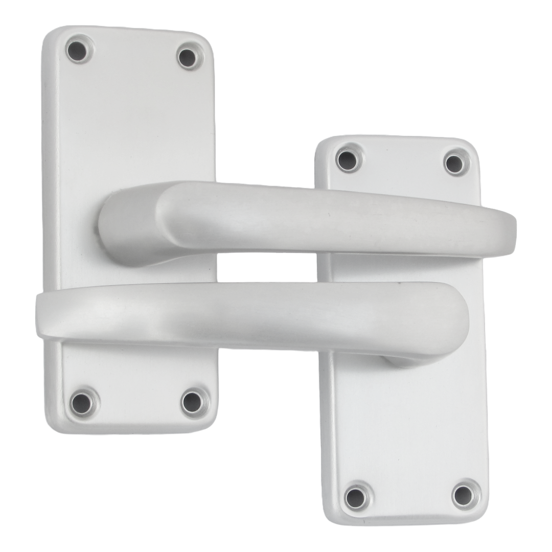 Poignées de porte à levier droites modernes en aluminium, argent satiné