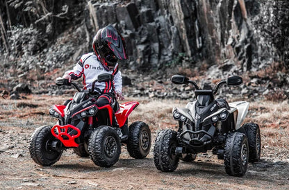 FINOOS quad électrique enfant Can-am 4x4, 24V, LED, EVA, rouge