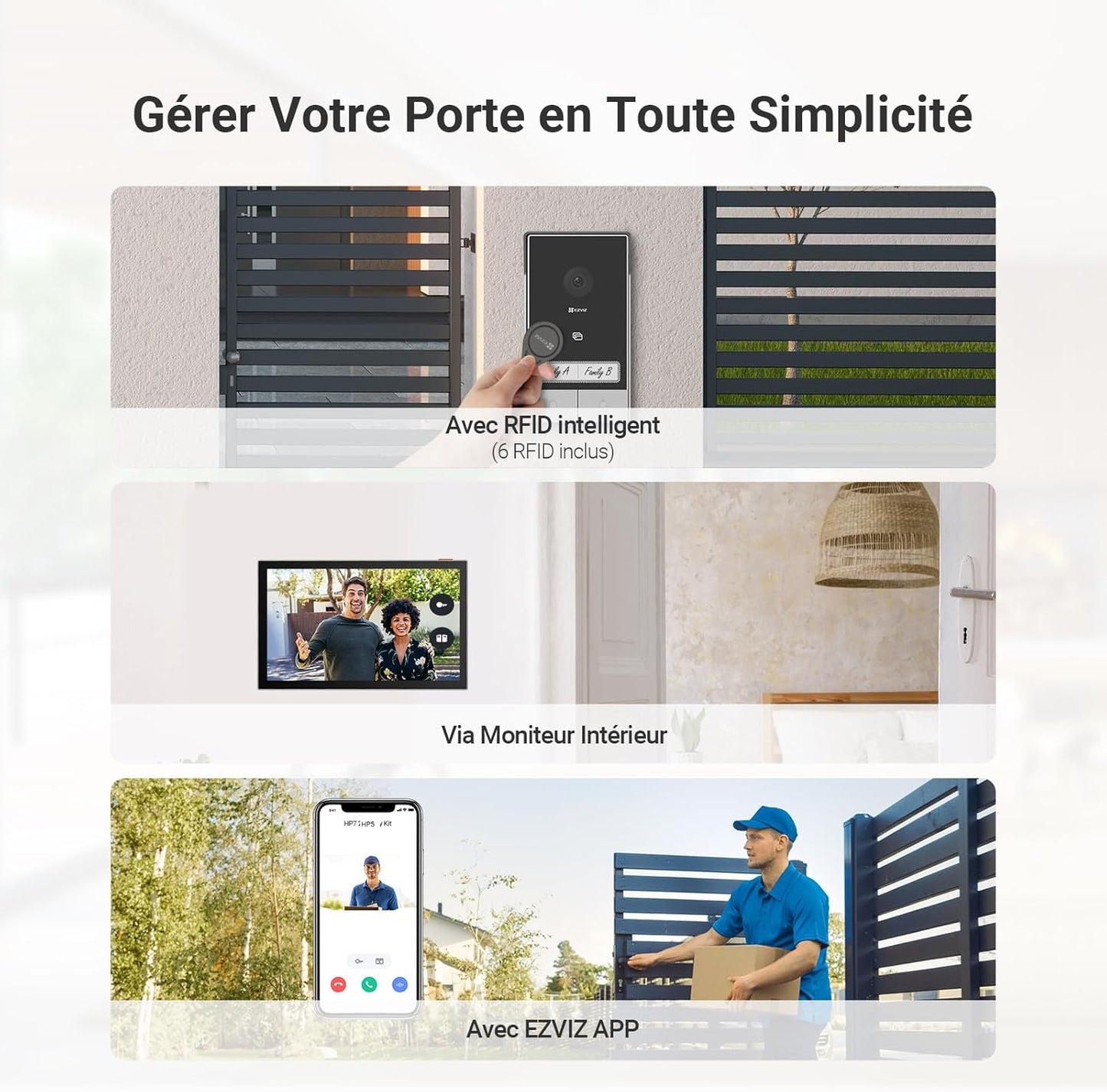 EZVIZ HP7 interphone vidéo 2K, écran tactile 7", RFID, WiFi dual-band, étanche