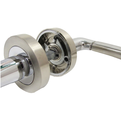 Poignées de porte Indiana à levier rosace - Chrome satiné pour salle de bain, lot de 125 mm