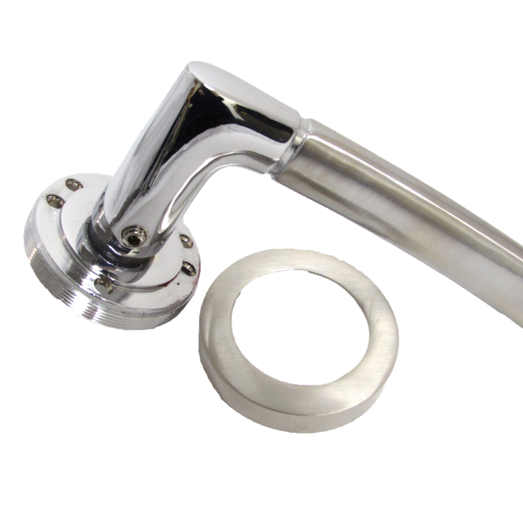 Poignées de porte Indiana à levier rosace - Chrome satiné pour salle de bain, lot de 125 mm