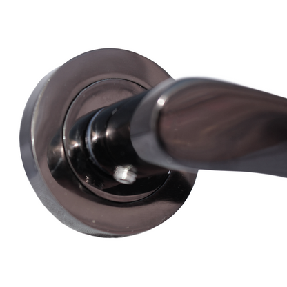 Poignée de porte Astrid à levier tournant sur rosace - Loquet en nickel noir 120 mm