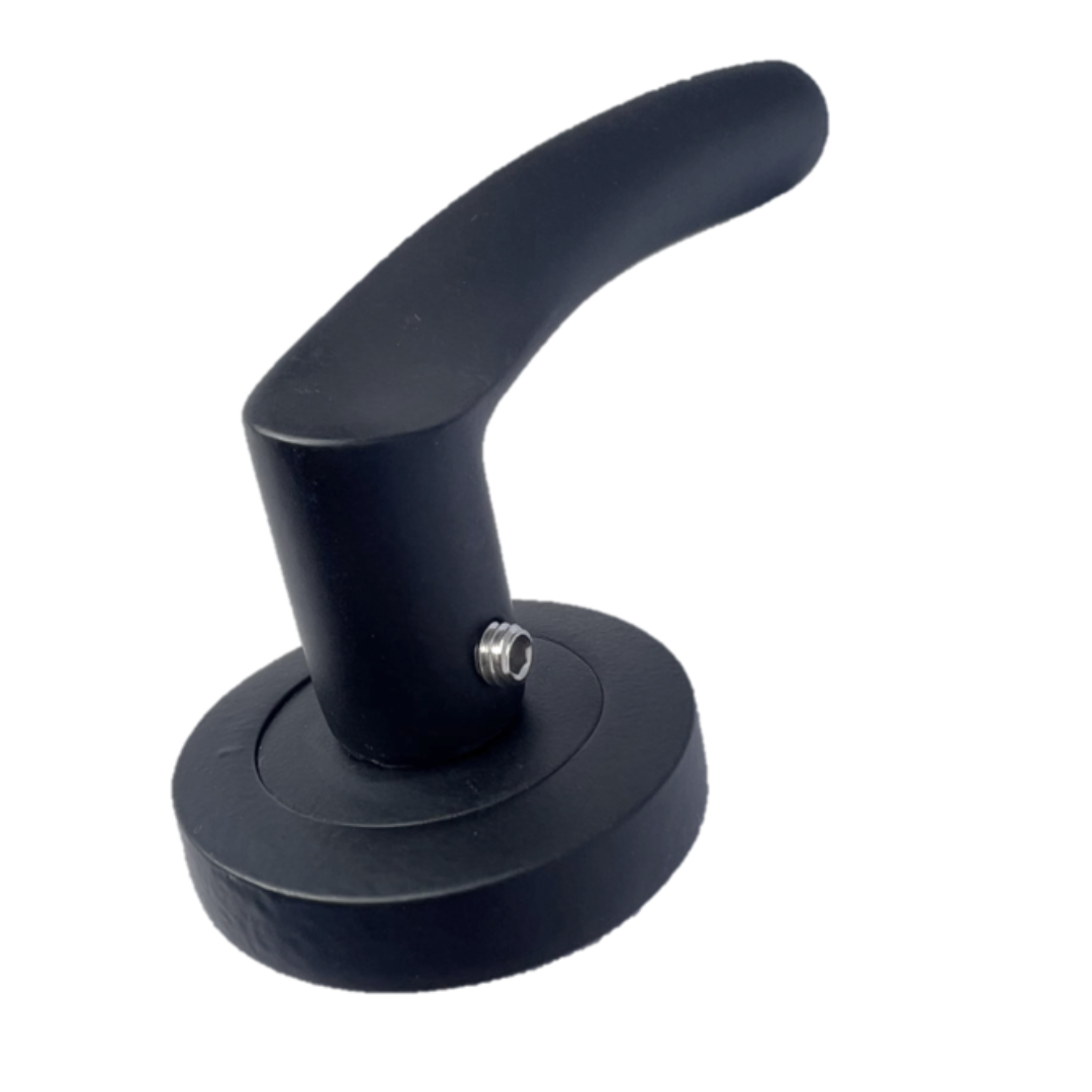 Poignée de porte Astrid à levier tournant sur rosace - Loquet noir mat 120 mm