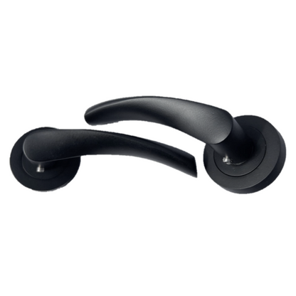 Poignée de porte Astrid à levier tournant sur rosace - Loquet noir mat 120 mm