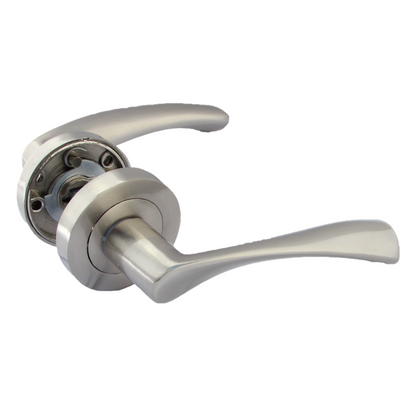 Poignée de porte Astrid à levier tournant sur rosace - Satin 120 mm