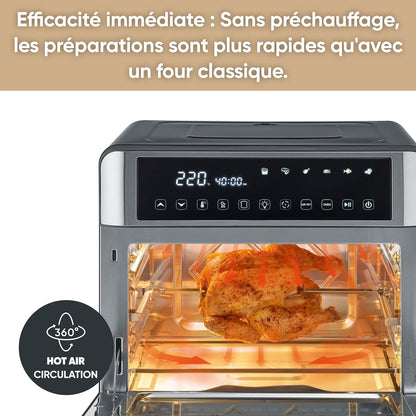 SEVERIN Mini-Four Air Chaud 12-en-1 25L Noir/Inox 2200W Écran Tactile TO9579