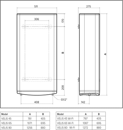 Ariston Velis Dune chauffe-eau plat 45L, 13% économie, fabriqué en France