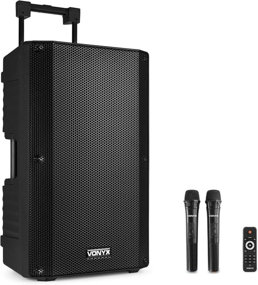 Vonyx VSA700 enceinte active 1000W, 15", BT, batterie, 8h autonomie, 2 micros