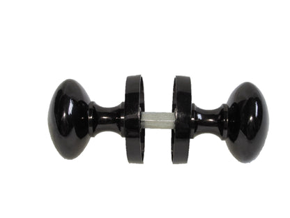 Boutons de porte ronds victoriens à mortaise à ressort - Loquet en nickel noir 56 mm