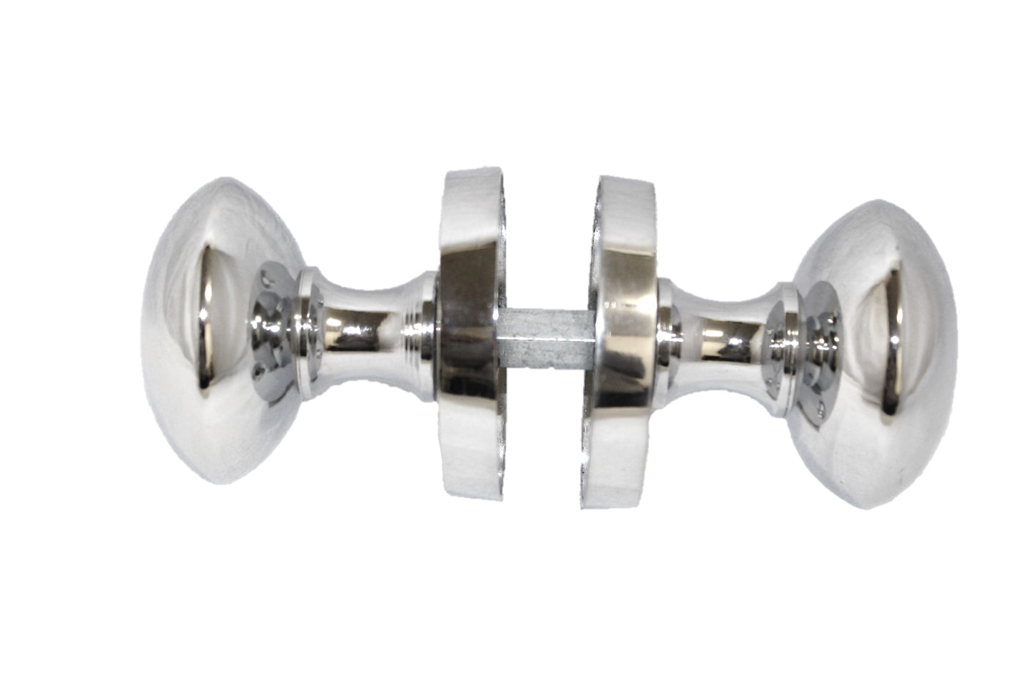 Boutons de porte ronds victoriens à mortaise à ressort - Chrome poli 56 mm