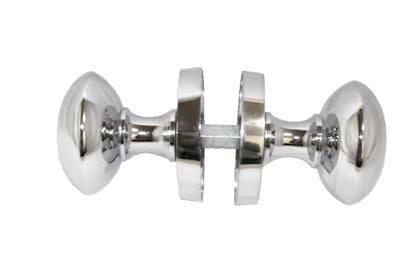 Boutons de porte ronds victoriens à mortaise à ressort - Chrome poli 56 mm