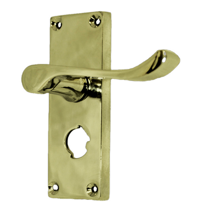 Poignées de porte à volutes pour salle de bain, WC, serrure de confidentialité - Laiton, 118 x 40 mm
