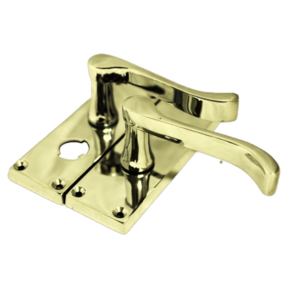 Poignées de porte à volutes pour salle de bain, WC, serrure de confidentialité - Laiton, 118 x 40 mm