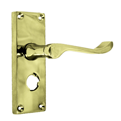 Poignées de porte à volutes pour salle de bain, WC, serrure de confidentialité - Laiton, 118 x 40 mm