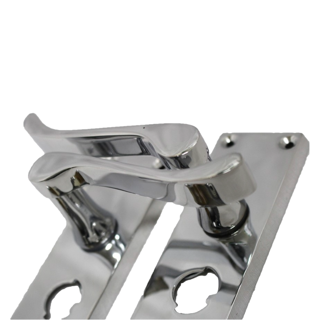 Poignées de porte à volutes pour salle de bain, WC, serrure de confidentialité - Chrome 118 x 40 mm