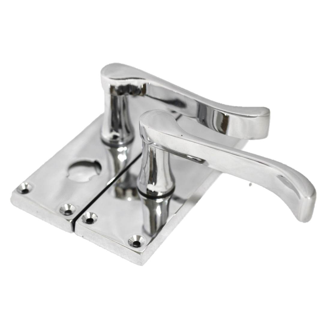 Poignées de porte à volutes pour salle de bain, WC, serrure de confidentialité - Chrome 118 x 40 mm