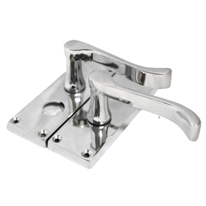 Poignées de porte à volutes pour salle de bain, WC, serrure de confidentialité - Chrome 118 x 40 mm