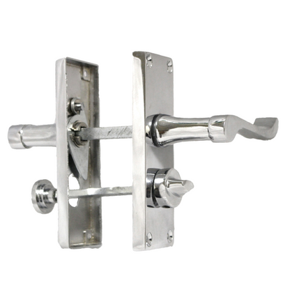 Poignées de porte à volutes pour salle de bain, WC, serrure de confidentialité - Chrome 118 x 40 mm