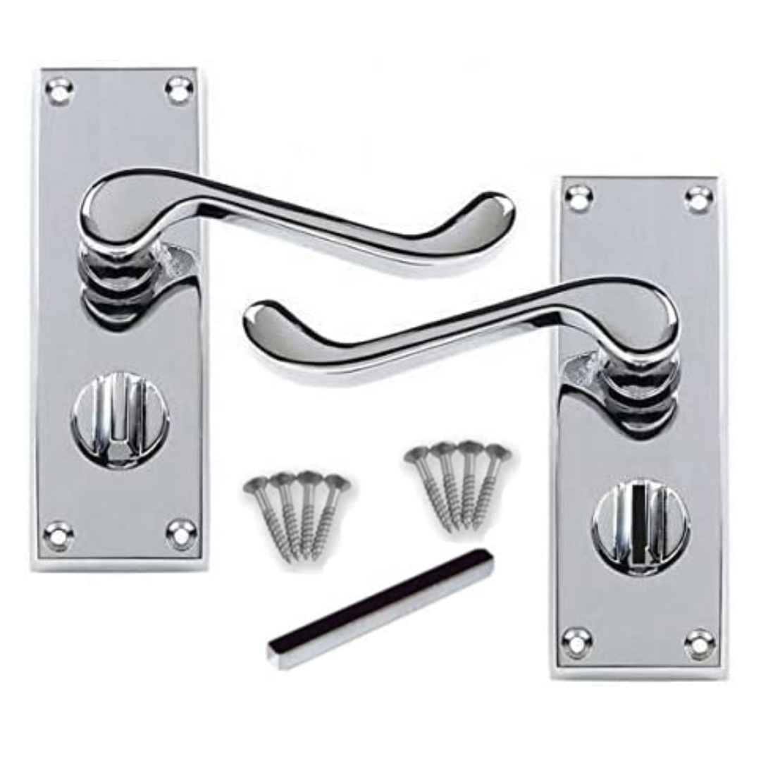 Poignées de porte de style victorien à levier et serrure de salle de bain - Chrome, 1/4/6 paires