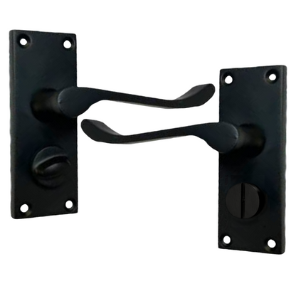 Poignées de porte à levier avec serrure de confidentialité - Noir mat 150 x 40 mm