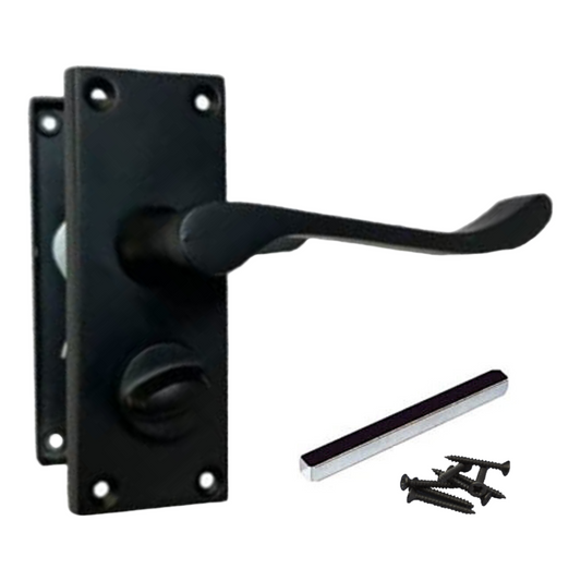 Poignées de porte à levier avec serrure de confidentialité - Noir mat 150 x 40 mm
