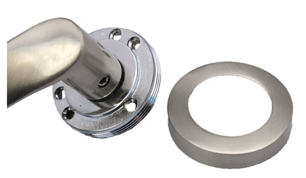 Poignées de porte Astrid à levier pivotant sur rosace Duo - Chrome satiné 120 mm
