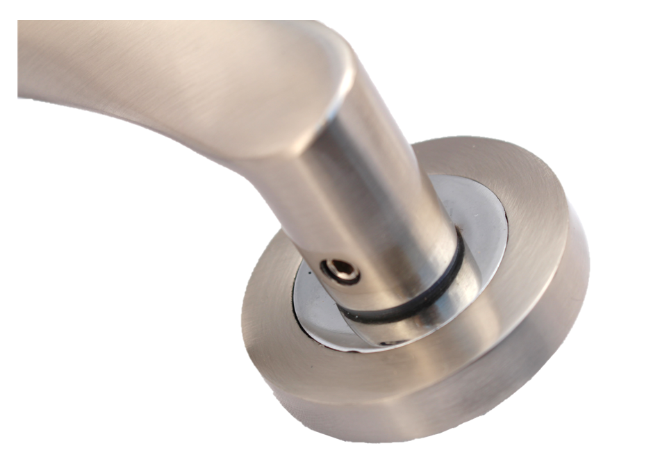 Poignées de porte Astrid à levier pivotant sur rosace Duo - Chrome satiné 120 mm