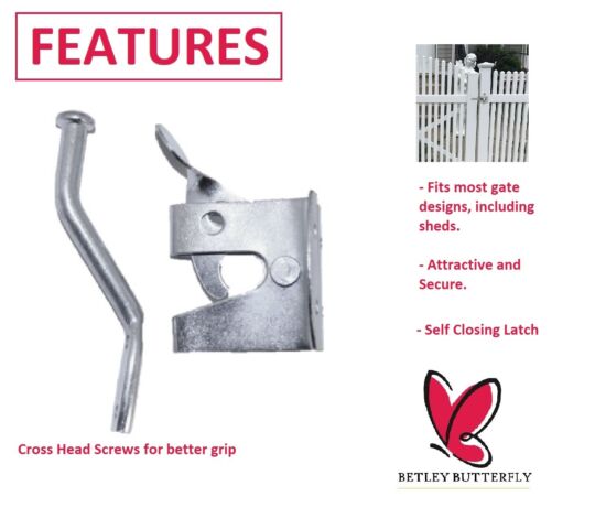 Kit de portail de jardin avec 2 charnières en T et ressort de rappel pour loquet de portail automatique et porte latérale en zinc