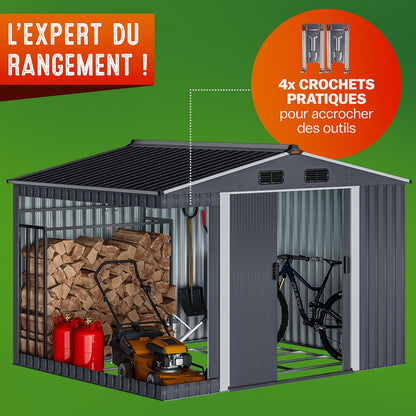 GARDEBRUK abri jardin métal XXL 5m², porte coulissante, fondation incluse