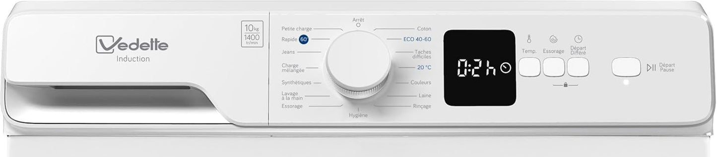 Vedette LFV204QW lave-linge frontal 10kg, 1400tr/min, blanc