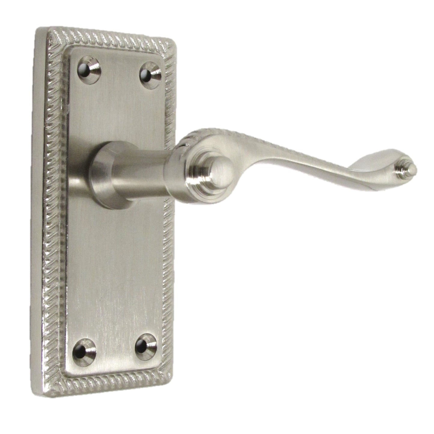 Poignées de porte à levier style géorgien, bord cordé - Satin 110 mm x 50 mm
