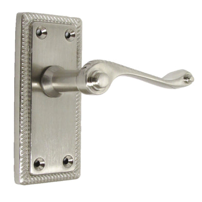 Poignées de porte à levier style géorgien, bord cordé - Satin 110 mm x 50 mm