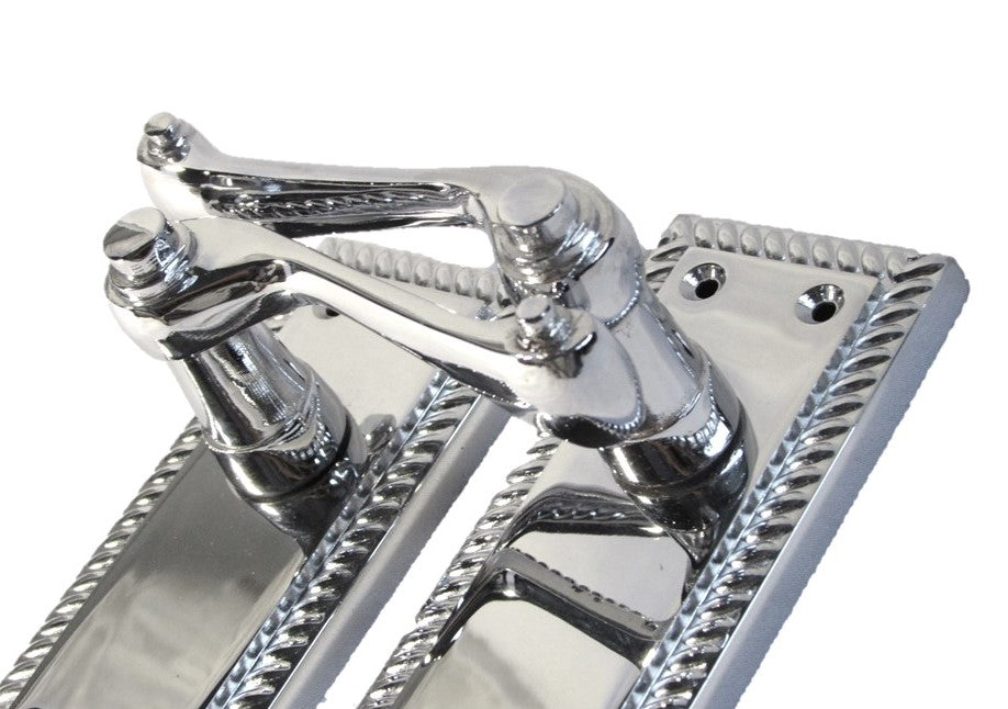 Poignées de porte à levier style géorgien avec bord cordé - Chrome 110 mm x 50 mm