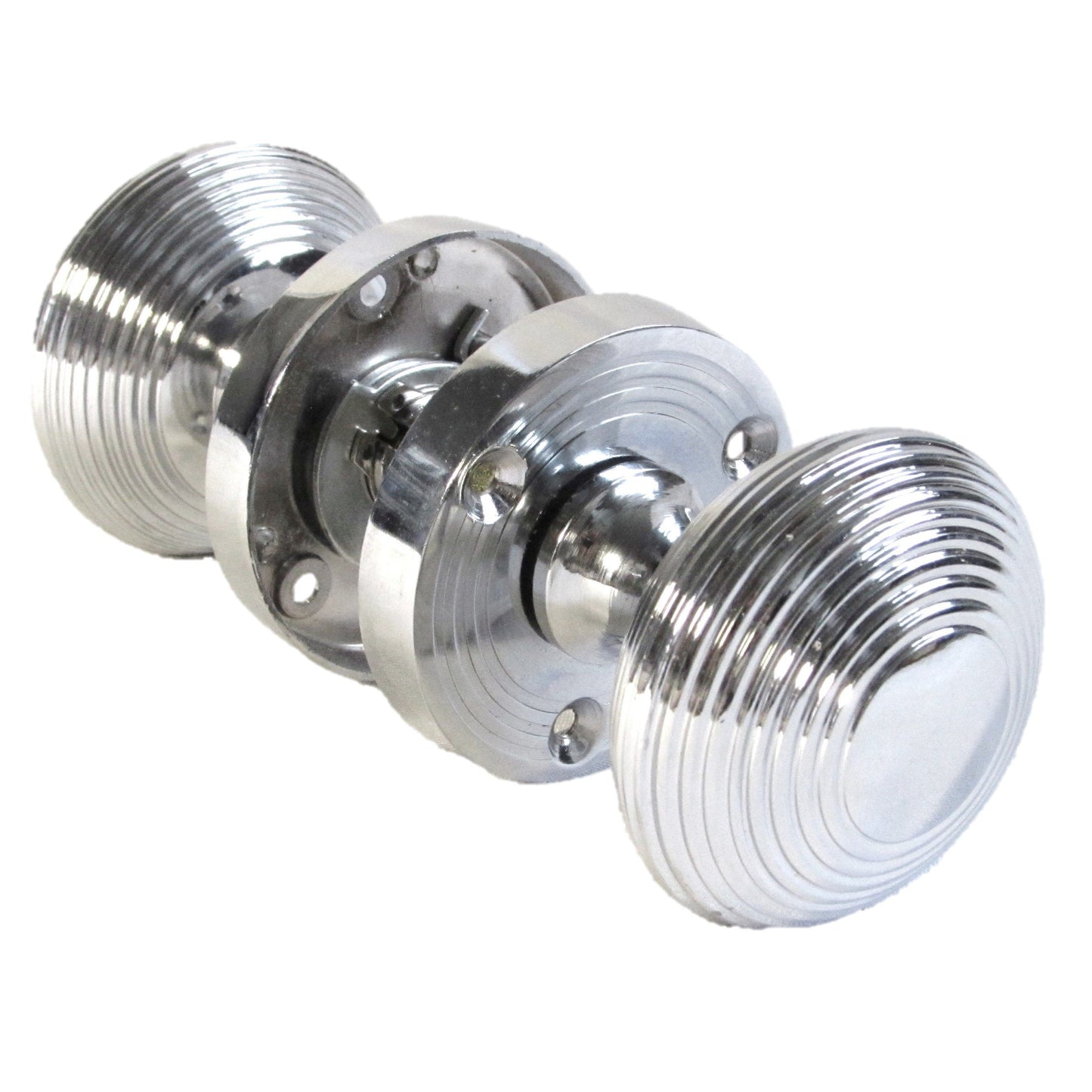 Boutons de porte à mortaise ronds cannelés - Serrure à bouton de salle de bain chromé 56 mm