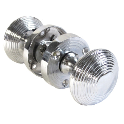 Boutons de porte à mortaise ronds cannelés - Serrure à bouton de salle de bain chromé 56 mm